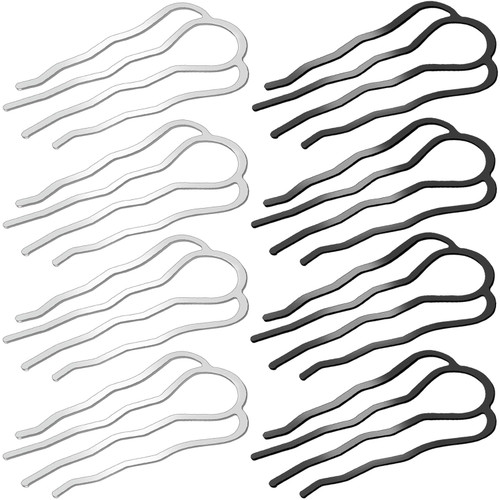 8 Pieces Metal Hair Fork Clip Hair Side Combs Teeth Hair Pins for Updo Buns 4 Prong Hair Updo U-Shape Hair Sticks for Women Hair Styling Tool Accessories (Black & Silver)