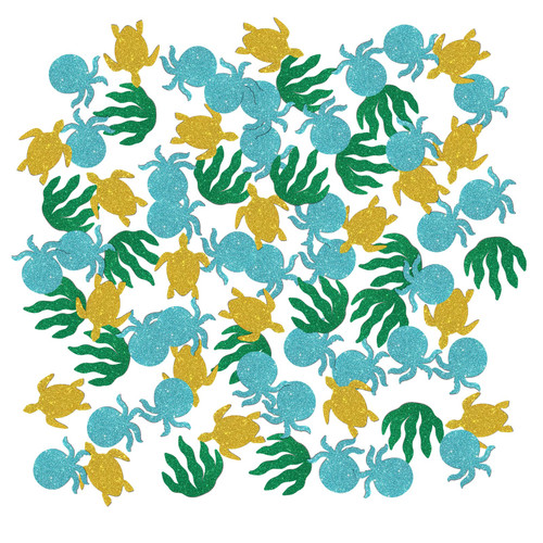 INNORU Ocean World Sea Animals Confetti Glitter, Birthday, Wedding Scatter Confetti, Under the Sea Octopus Turtle Seaweed Table Decorations Confetti, 120pcs