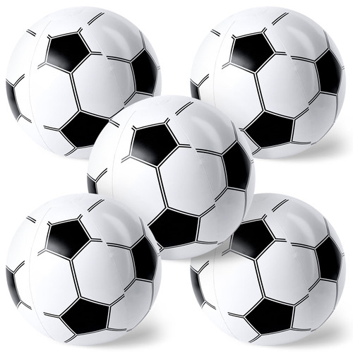 POPLAY 5PCS Inflatable Balls, 12 Inch Inflatable Soccer Beach Balls for Kids Party Favors Summer Swimming Pool Beach Game