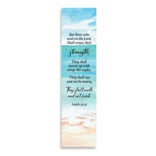 Christian Bookmark Packs with Bible Verse Isaiah 40:31; But Those Who Wait On The Lord Shall Renew Their Strength (Single) Christian Bookmark Packs with Bible Verse Isaiah 40:31; But Those Who Wait On The Lord Shall Renew Their Strength (Single)