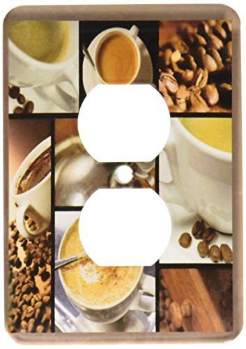 3dRose lsp_28754_6 Two Plug Outlet Cover with Coffee Themed Collage