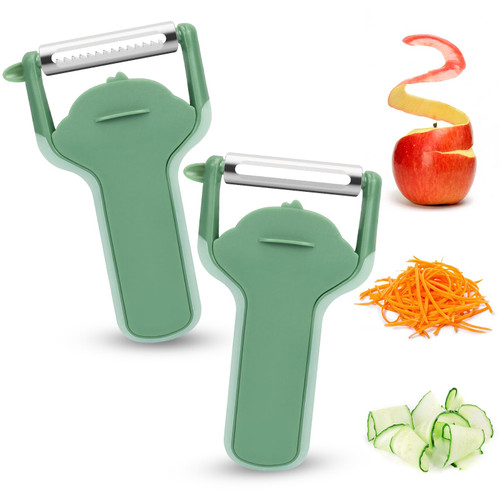 FYY Vegetable Peeler Set - Premium Swivel Potato Peeler for Kitchen, Apple Peeler for Fruit Veggie Potatoes Carrot Cucumber, Swivel and Julienne Function Green