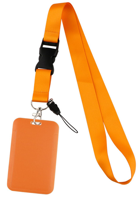 Lanyard ID Holder Orange Lanyard for Keys ID Badges Keychain Vertical Name Badge Holder with Clip