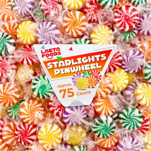 Pinwheel Starlights Hard Candy, Assorted Fruit Flavors (1 Pound Bag - Approx. 75 Count) Pinwheel Starlights Hard Candy, Assorted Fruit Flavors (1 Pound Bag - Approx. 75 Count)