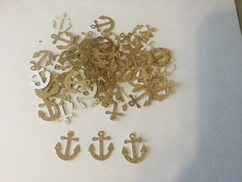 100 Gold Anchor Confetti Nautical Baby Shower 1 Inch Anchor Die Cut Anchor Cut out Embellishment Table Scatter Nautical Wedding
