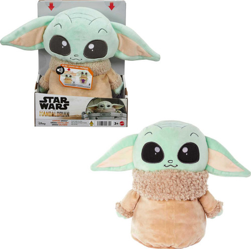 Mattel ?Star Wars Jumping Grogu Plush Toy with Jumping Action and Sounds, Soft Doll Inspired by Star Wars Mandalorian Book of Boba Fett