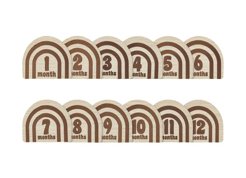 Kate & Milo Wooden Milestone Props, Baby Monthly Photo Discs, Newborn Keepsake Photos, New and Expecting Parents Gift, Rainbow