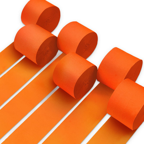 PartyWoo Crepe Paper Streamers 6 Rolls 492ft, Pack of Crepe Paper Orange Streamers Party Decorations, Crepe Paper for Birthday Decorations, Party Decorations, Wedding Decorations (1.8 In x 82 Ft/Roll)