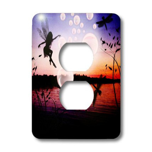 3dRose lsp_48975_6 Fairy with Dragonflies and Bubbles Over Pond  2 Plug Outlet Cover 3dRose lsp_48975_6 Fairy with Dragonflies and Bubbles Over Pond  2 Plug Outlet Cover
