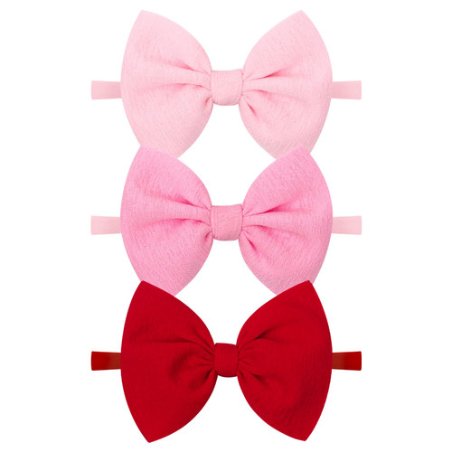 YanJie Baby Bows Valentines Bows for Girls Red Headband Bows Newborn Valentines Day Headband Baby Pink Girls Bows and Headband Hair Accessories Baby Headband Infant Toddler