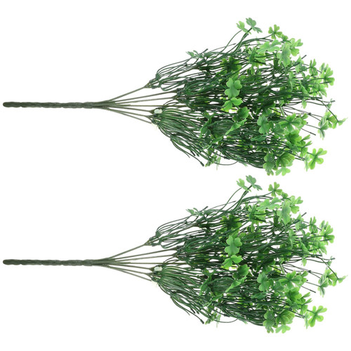 Kichvoe 2 Pcs Artificial Plants Four Leaf Clovers Fake Plant Bouquets Artificial Greenery Stems Green Leaves Branches for St. Patricks Day Home Party Wedding Decoration