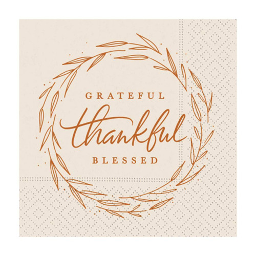Design Design 624-09709 Thanksgiving Cocktail Napkins (Grateful Thankful Blessed)