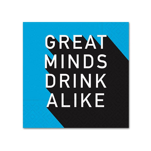 Design Design 624-10365 Great Minds Drink Alike Beverage Napkin, Multicolor