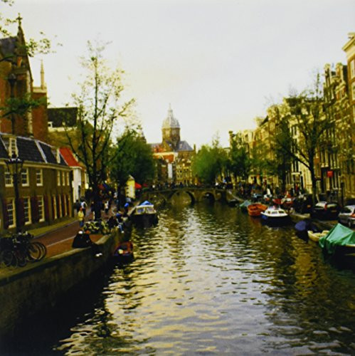 3dRose ct_38331_2 The Sun Setting Over The Unique Buildings of Amsterdam Ceramic Tile, 6-Inch