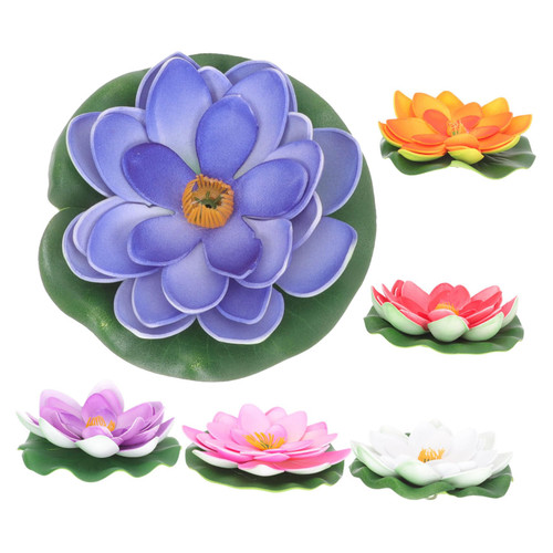 MUCKLILY 6pcs Simulated Lotus Leaf Floating Flower Artificial Lotus Decor Pond Artificial Floating Home Decor Flower Decor Easter Lily Blue Decor False Lotus Leaf The Flowers Eva