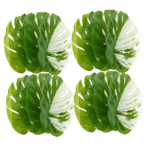 ifundom 12pcs Artificial Green Plants Simulation Monstera Leaves Simulation Plant Leaf Green Decor Hawaii Decor Fake Leaves Faux Monstera Plant Fake Green Plants Green Leaves Medium