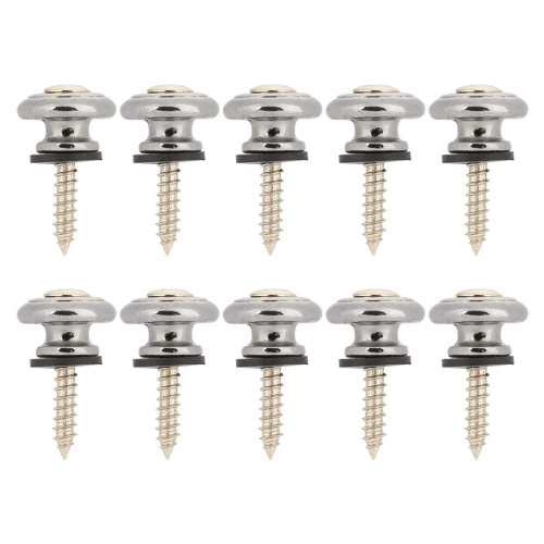Haosie Guitar Strap Buttons, Mushrooms Head Guitar Strap Locks End Pins with Screws and Washers, for Guitar Ukulele Electric Bass(Sliver)