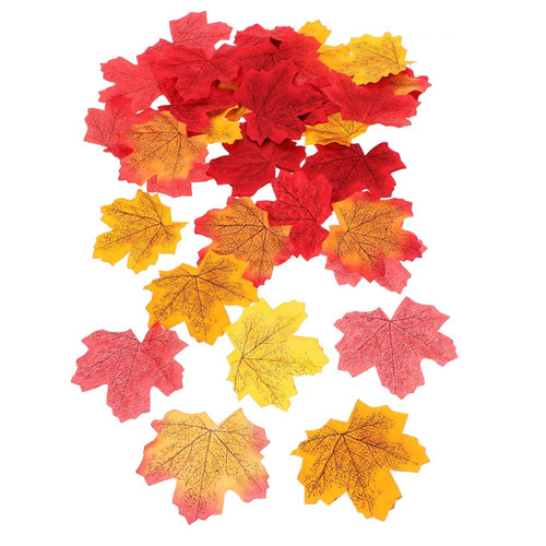NOLITOY 200pcs Simulated Maple Leaf Fall Maple Shrubs Maple Leaf Confetti Fall Leaves Decorations Fake Maple Leaves Loose Fall Leaves Fall Foliage Wedding Table Artificial Leaf Silk Cloth