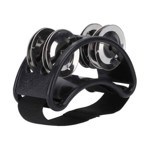 Foot Tambourine with Bright Steel Jingles, Acoustic Set Enhancer, Versatile for Guitars, Drums, and Soloists (black)