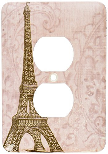 3dRose LSP_99405_6 Vintage Eiffel Tower French Art 2 Plug Outlet Cover, Multicolor