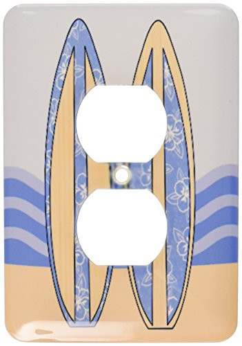 3dRose LSP_77549_6"Blue Surfboard Design 2 Plug Outlet Cover