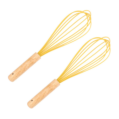 HEMOTON Mixer Blender 2pcs Whisk Kitchen Hand Mixer Kitchen Gadget Eggbeater Baking Tools Wooden Handheld Baking Utensils Whisk Hand Mixer