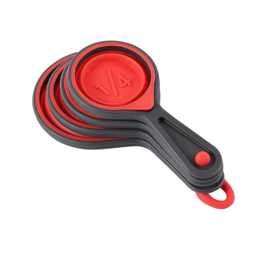 Collapsible Measuring Cup Set 4 Pieces Silicone Folding Measurement Spoons For Liquid And Dry Food Kitchen Baking Tools Liquid Measuring Cups Silicone