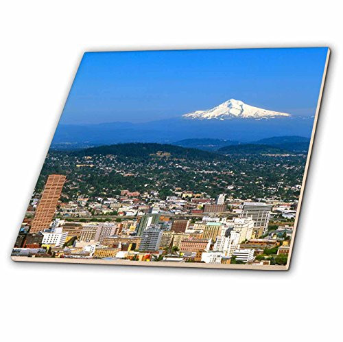 3dRose ct_93477_2 USA, Oregon, Portland. City Skyline and Mt. Hood-Us38 Bja0166-Jaynes Gallery-Ceramic Tile, 6-Inch