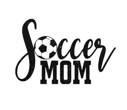 Soccer Mom Iron On Decal, Sports Vinyl TShirt Transfer, DIY Craft, HTV Heat Transfer Patch, Pick Size & Color, Iron-On Almost Anything (Black Glitter)