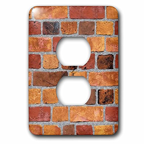 3dRose lsp_112138_6 Red, Brown, Tan Brick 2 Plug Outlet Cover, Multicolored
