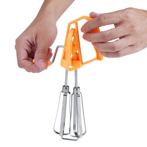 Summer Enjoyment Egg Beater, Stainless Steel Rotaries Hand Whip Whisk Egg Beater Mixer Cooking Tool Kitchen(Orange) Summer Enjoyment Egg Beater, Stainless Steel Rotaries Hand Whip Whisk Egg Beater Mixer Cooking Tool Kitchen(Orange)