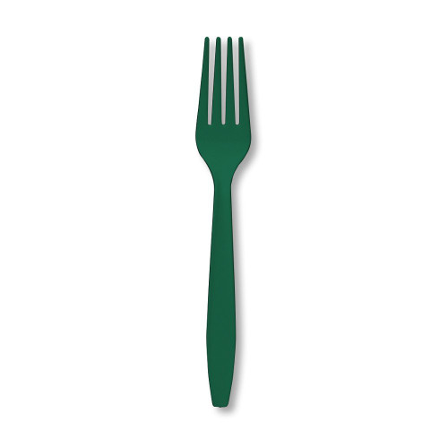 Creative Converting Touch of Color Premium 50 Count Plastic Forks, Hunter Green