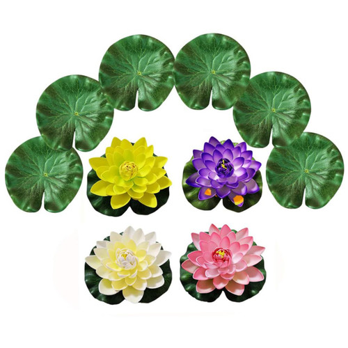 Hajimia Simulation Lotus Artificial Lotus Foam Simulation Lotus Flowers Leaves Water Floating Lily Pads Foliage Pond Decorations 10PCS Hajimia Simulation Lotus Artificial Lotus Foam Simulation Lotus Flowers Leaves Water Floating Lily Pads Foliage Pond Decorations 10PCS