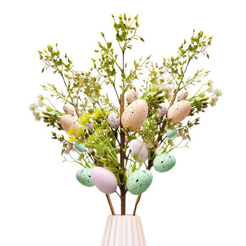 Fufafayo Artificial Easter Flowers Easter Sprays with Easter Eggs and Berries Spring Floral Stems Twig Branches for Easter Arrangement Centerpiece, Easter Decorations for The Home-