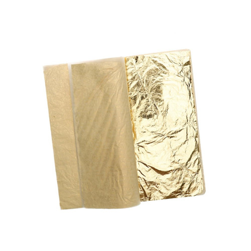 SEWACC Gold Foil Metallic Leaf 100 Sheets Flake Paper Imitation foil Flakes Gilding Flakes Leaf Imitation Craft Metal Leaf Edible Flakes for Cakes Leaf Silver foil Gilding Foil Leaf
