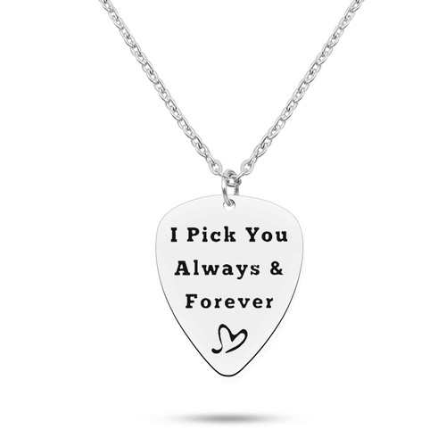 Guitar Pick Necklace Gift Guitar Player Gift Guitar Pick Pendant Necklace Guitar Lovers Gift Musical Gift Guitar Pick Stainless Steel for Men Women Friends Boyfriend Girlfriend Birthday Christmas Gift