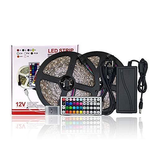 LED Strip Light Waterproof 300leds 32.8ft 10m?2pcs 5m/16.4ft) Waterproof Flexible Color Changing RGB SMD 5050 with 44 Keys IR Remote Controller and 12V 2A Power Supply (RGB)