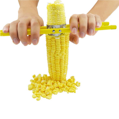 Corn Stripping Tool, Corn Stripper Cob Stripper Tool, Household Stainless Steel Corn Peeler Stripper Thresher, Professional Corn Remover Corn Zipper for Home&Kitchen (yellow)
