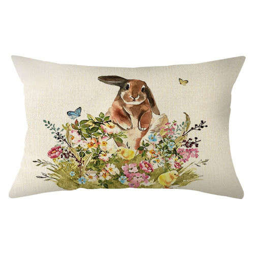 Ogiselestyle Spring Rabbit Throw Pillow Cover, 12 x 20 Inch Easter Flower Bunny Holiday Cushion Case Decoration for Sofa Couch Ogiselestyle Spring Rabbit Throw Pillow Cover, 12 x 20 Inch Easter Flower Bunny Holiday Cushion Case Decoration for Sofa Couch