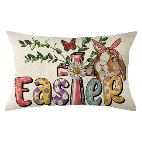 Ogiselestyle Easter Lumbar Throw Pillow Cover, 12 x 20 Inch Spring Bunny Rabbit Cushion Case Decoration for Sofa Couch Ogiselestyle Easter Lumbar Throw Pillow Cover, 12 x 20 Inch Spring Bunny Rabbit Cushion Case Decoration for Sofa Couch