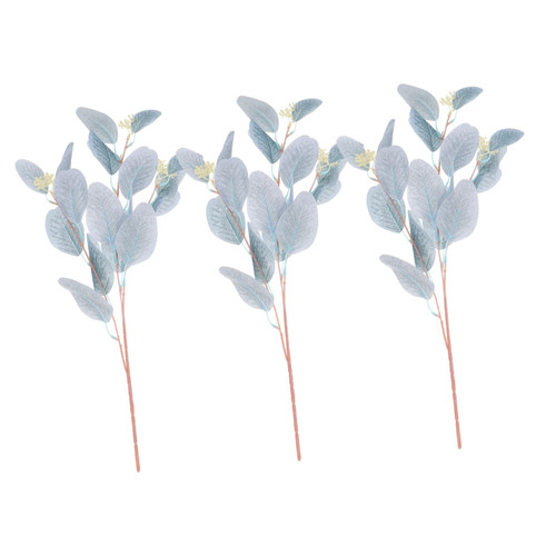 Amosfun 3pcs Simulated Eucalyptus Leaves Artificial Bouquet Artificial Eucalyptus Canada Flower Ornaments Faux Eucalyptus Plant Silver Stem Fake Leaves Plants Silk Flower Bulk Decorations