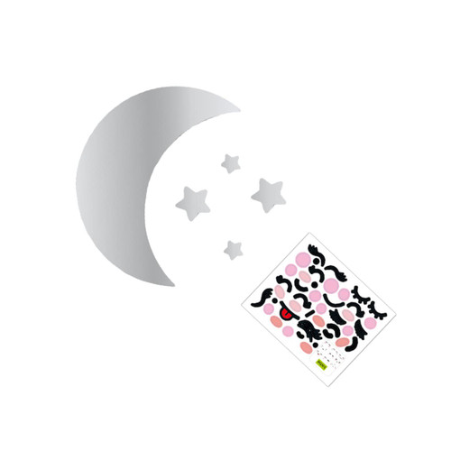 HOMSFOU 1 Set Moon Mirror Sticker Moon Star Wall Stickers Moon Decor Bathroom Moon Mirror Moon Stickers Tvd Stickers Nursery Wall Decals Decorative Mirror Cartoon Child Acrylic