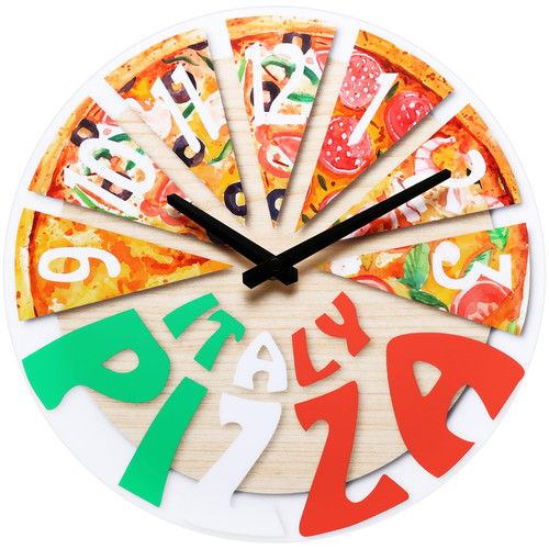 NUOVO Wall Clock 12 Inch Wall Clock Pizza Wall Clock Battery Operated Silent Non-Ticking Clock Rustic Vintage Wall Clock Tree Branch Hands Clock for Living Room, Bathroom, Bedroom, Home, Office
