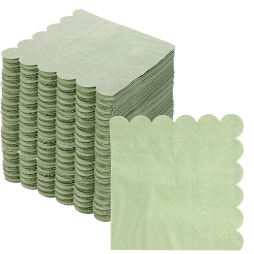 Sage Green Napkins 2-Ply Disposable Scalloped Cocktail Napkins Light Green Dessert Napkins Dinner Paper Napkins for Wedding Birthday Party Bridal Anniversary Reception Event, 10 x 10 Inch Sage Green Napkins 2-Ply Disposable Scalloped Cocktail Napkins Light Green Dessert Napkins Dinner Paper Napkins for Wedding Birthday Party Bridal Anniversary Reception Event, 10 x 10 Inch