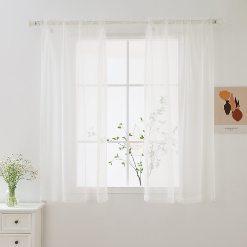 bestselected Window Off White Sheer Curtains, W42 x L45 Inches Each 2 Panels Sheer Curtain Basic Rod Pocket Panel for Bedroom Children Living Room Yard Kitchen (W42 x L45, Off White)