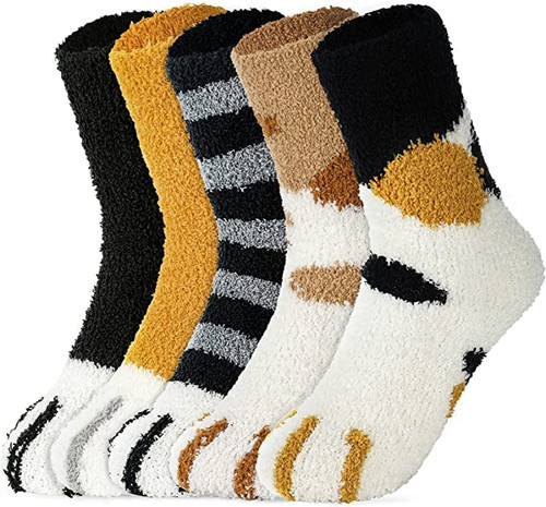 5 Pairs Fuzzy Socks for Women - Warm Cat Socks Fluffy Socks Soft Cat Paw Socks Cozy Socks Winter Plush Slipper Socks Cat Socks Women 5 Pairs Fuzzy Socks for Women - Warm Cat Socks Fluffy Socks Soft Cat Paw Socks Cozy Socks Winter Plush Slipper Socks Cat Socks Women