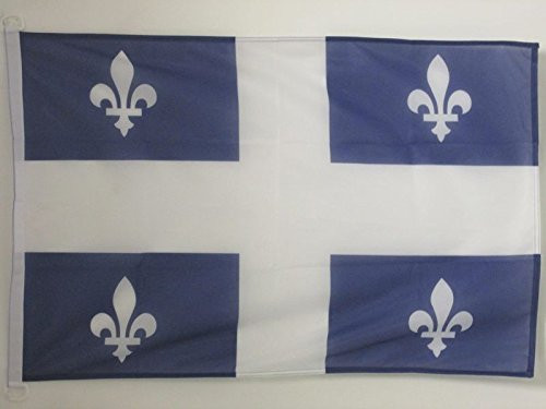 AZ FLAG Quebec Flag 3' x 5' External Use - Canada - Canadian Region of Quebec Flags 90 x 150 cm - Banner 3x5 ft Knitted Polyester with Rings