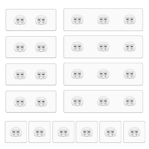 Daewiutr 14 Pack Shower Caddy Adhesive Replacement,Shower Shelf Adhesive No Drilling Adhesive Shower Hooks Strong Adhesive Wall Hooks Waterproof Adhesive Hooks for Shower Caddy