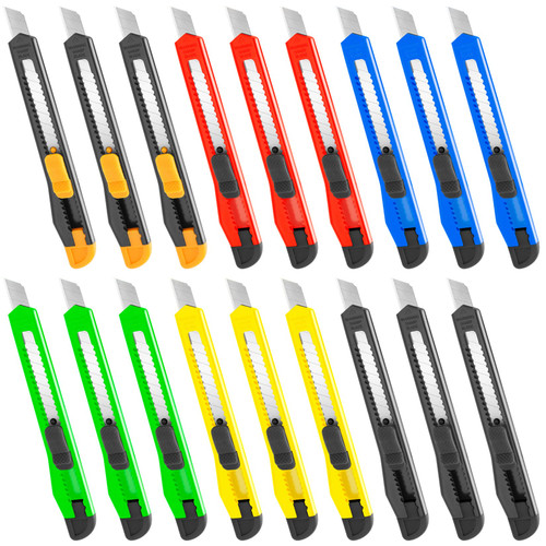 TIFICAL 18 Pack Box Cutter, Utility Knife with 9MM Snap-Off Blade, Lightweight Razor Knife for Home, Office, Crafts, Box Cutter Knife Exacto Knife Perfect for Boxes, Carton, Cardboard