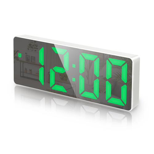 AMIR Digital Alarm Clock, LED Clock for Bedroom, Electronic Desktop Clock with Temperature Display, Adjustable Brightness, Voice Control, 12/24H, 6.3" Large Display for Home, Bedroom, Office